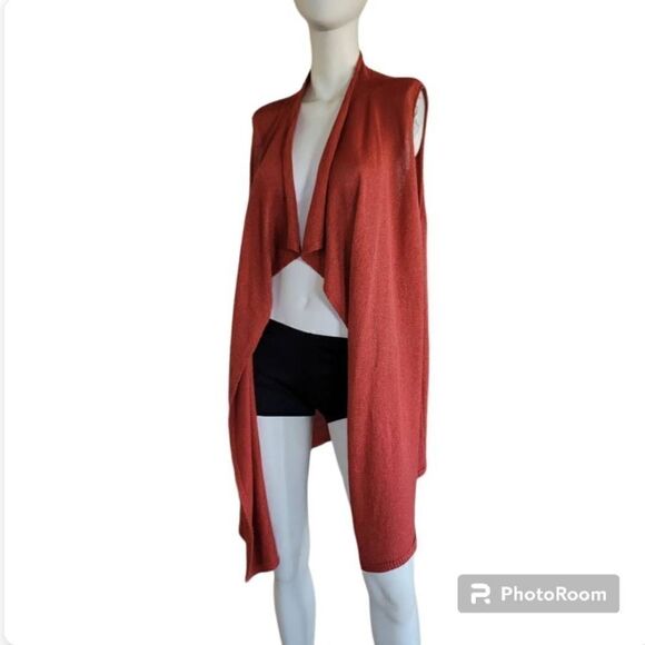Moth anthropologie womens Sz M orange gold sleeveless cardigan - Picture 3 of 8
